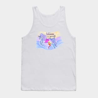 Believe in yourself beautiful blue unicorn Tank Top